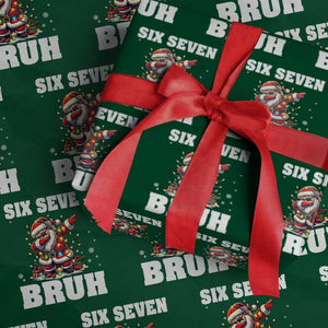 Funny Christmas 67 Six Seven Bruh Wrapping Paper Roll Dabbing Santa TS11 Green Print Your Wear