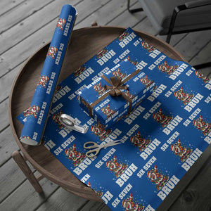 Funny Christmas 67 Six Seven Bruh Wrapping Paper Roll Dabbing Santa TS11 Blue Print Your Wear