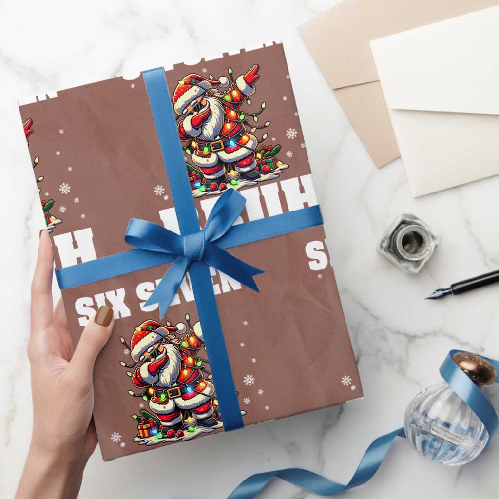 Funny Christmas 67 Six Seven Bruh Wrapping Paper Roll Dabbing Santa TS11 Mocha Print Your Wear