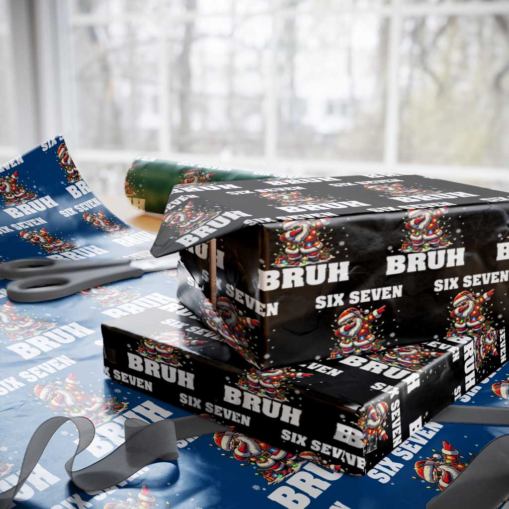 Funny Christmas 67 Six Seven Bruh Wrapping Paper Roll Dabbing Santa TS11 Black Print Your Wear