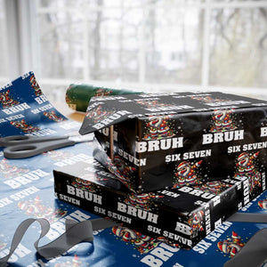 Funny Christmas 67 Six Seven Bruh Wrapping Paper Roll Dabbing Santa TS11 Black Print Your Wear
