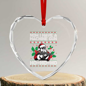Funny Christmas 80's Die Movie Heart Crystal Glass Ornament Now I Have A Machine Gun Ho Ho Ho Gun Lover TS11 Transparent Glass 3'' Heart Print Your Wear