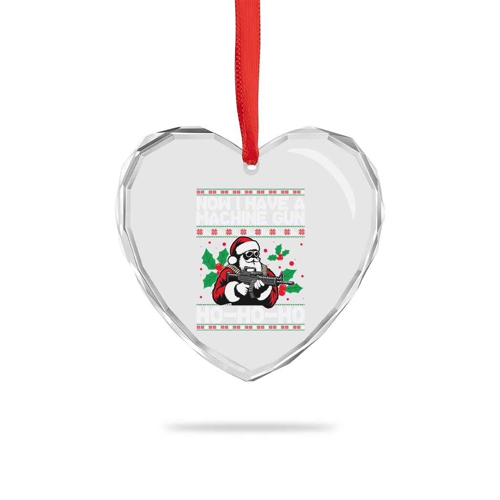 Funny Christmas 80's Die Movie Heart Crystal Glass Ornament Now I Have A Machine Gun Ho Ho Ho Gun Lover TS11 Print Your Wear