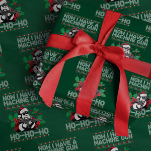 Funny Christmas 80's Die Movie Wrapping Paper Roll Now I Have A Machine Gun Ho Ho Ho Gun Lover TS11 Green Print Your Wear