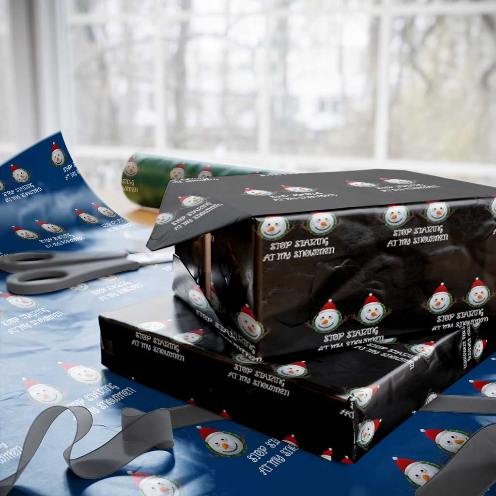 Funny Christmas Adult Humor Wrapping Paper Roll Stop Staring At My Snowmen Boobs Xmas Embarrassing TS11 Black Print Your Wear