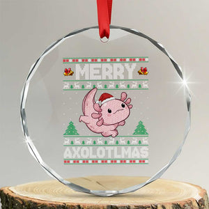 Funny Christmas Axolotl Crystal Glass Ornament Merry Axolotlmas Xmas Salamander TS11 Transparent Glass 3'' Circle Print Your Wear