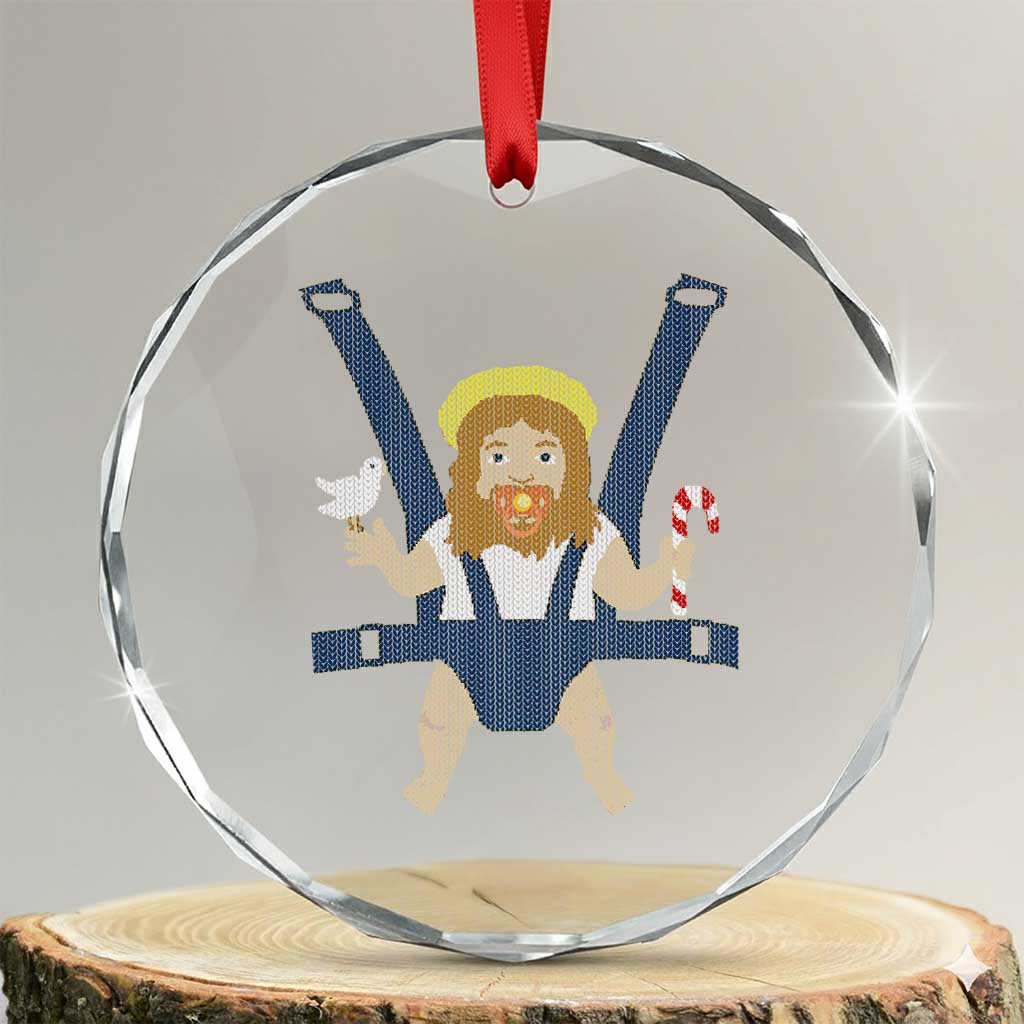 Funny Christmas Baby Jesus Crystal Glass Ornament Xmas Christian Little Boy TS11 Transparent Glass 3'' Circle Print Your Wear