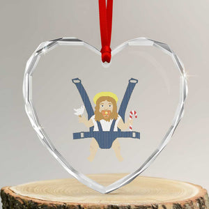 Funny Christmas Baby Jesus Heart Crystal Glass Ornament Xmas Christian Little Boy TS11 Transparent Glass 3'' Heart Print Your Wear