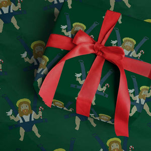 Funny Christmas Baby Jesus Wrapping Paper Roll Xmas Christian Little Boy TS11 Green Print Your Wear