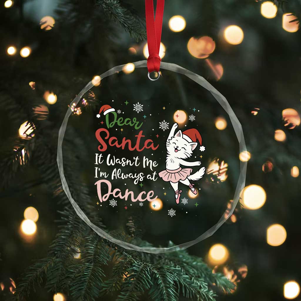 Funny Christmas Ballet Cat Lover Crystal Glass Ornament Dear Santa It Was Not Me TS12 Print Your Wear