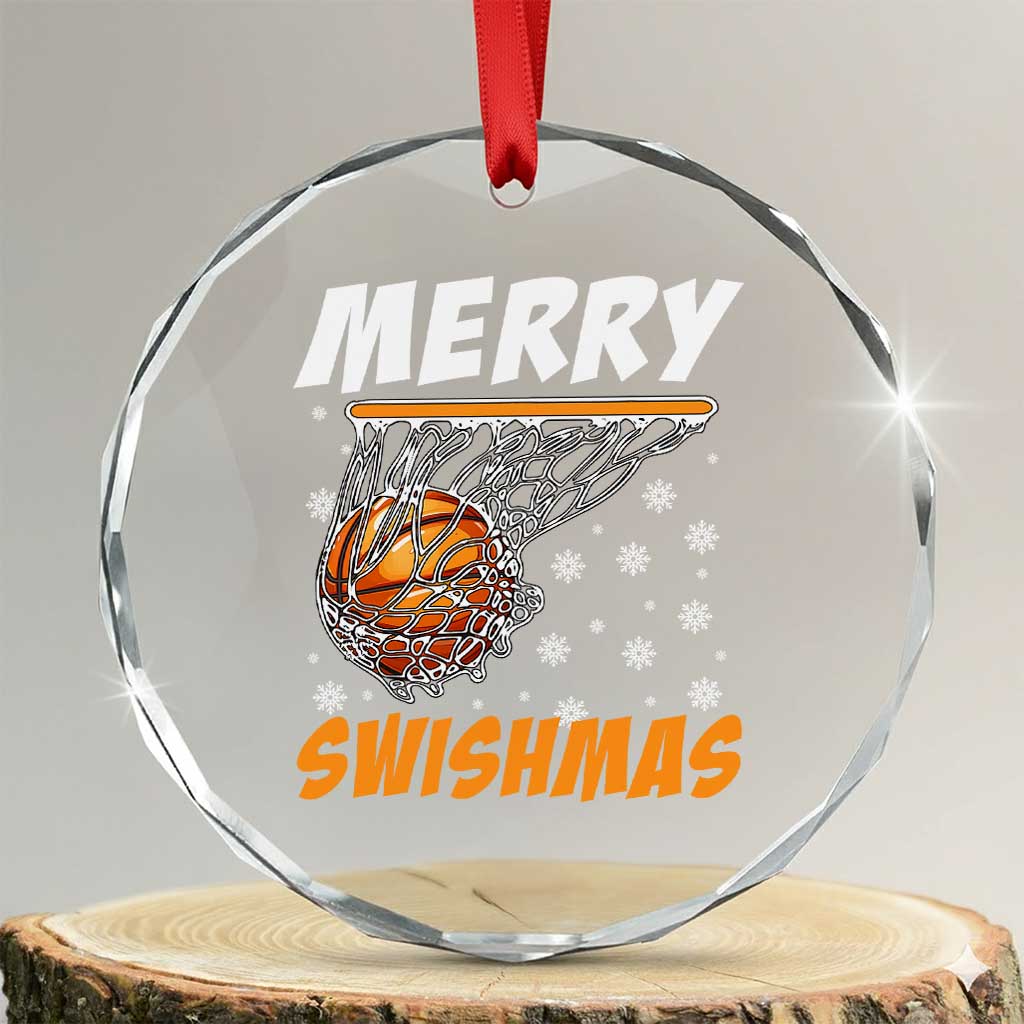 Funny Christmas Basketball Crystal Glass Ornament Merry Swishmas Xmas Swish Technique TS11 Transparent Glass 3'' Circle Print Your Wear