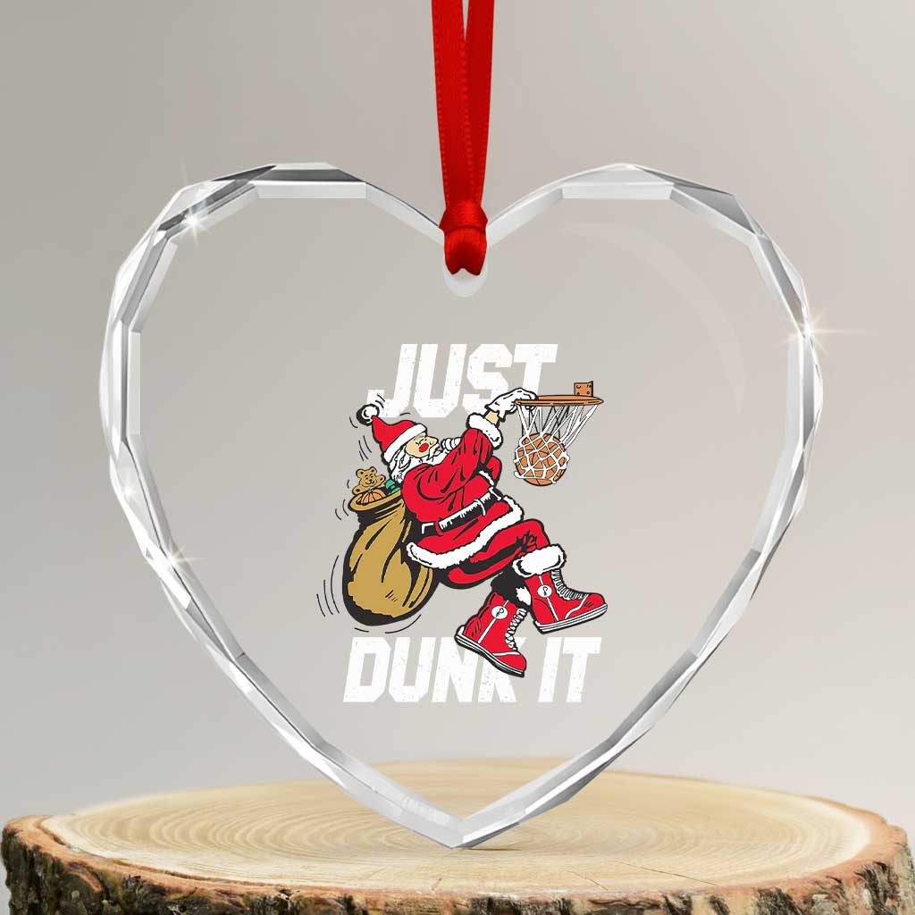 Funny Christmas Basketball Heart Crystal Glass Ornament Just Dunk It Xmas Santa Sport TS11 Transparent Glass 3'' Heart Print Your Wear