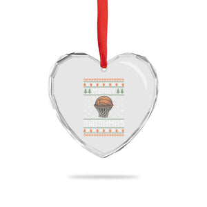 Funny Christmas Basketball Heart Crystal Glass Ornament Merry Swishmas Ugly Xmas Swish Technique TS11 Print Your Wear