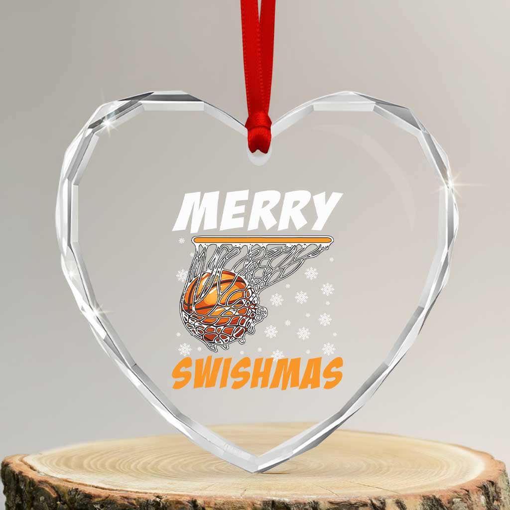 Funny Christmas Basketball Heart Crystal Glass Ornament Merry Swishmas Xmas Swish Technique TS11 Transparent Glass 3'' Heart Print Your Wear