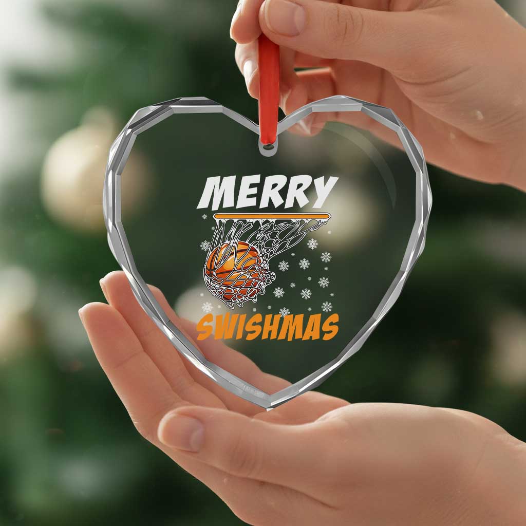 Funny Christmas Basketball Heart Crystal Glass Ornament Merry Swishmas Xmas Swish Technique TS11 Print Your Wear