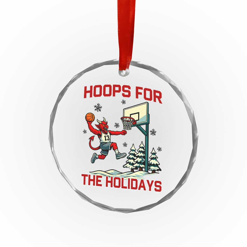 Funny Christmas Basketball Jersey Devil Crystal Glass Ornament Hoops For The Holidays TS12 Transparent Glass 3'' Circle Print Your Wear