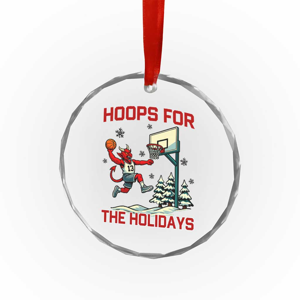 Funny Christmas Basketball Jersey Devil Crystal Glass Ornament Hoops For The Holidays TS12 Print Your Wear