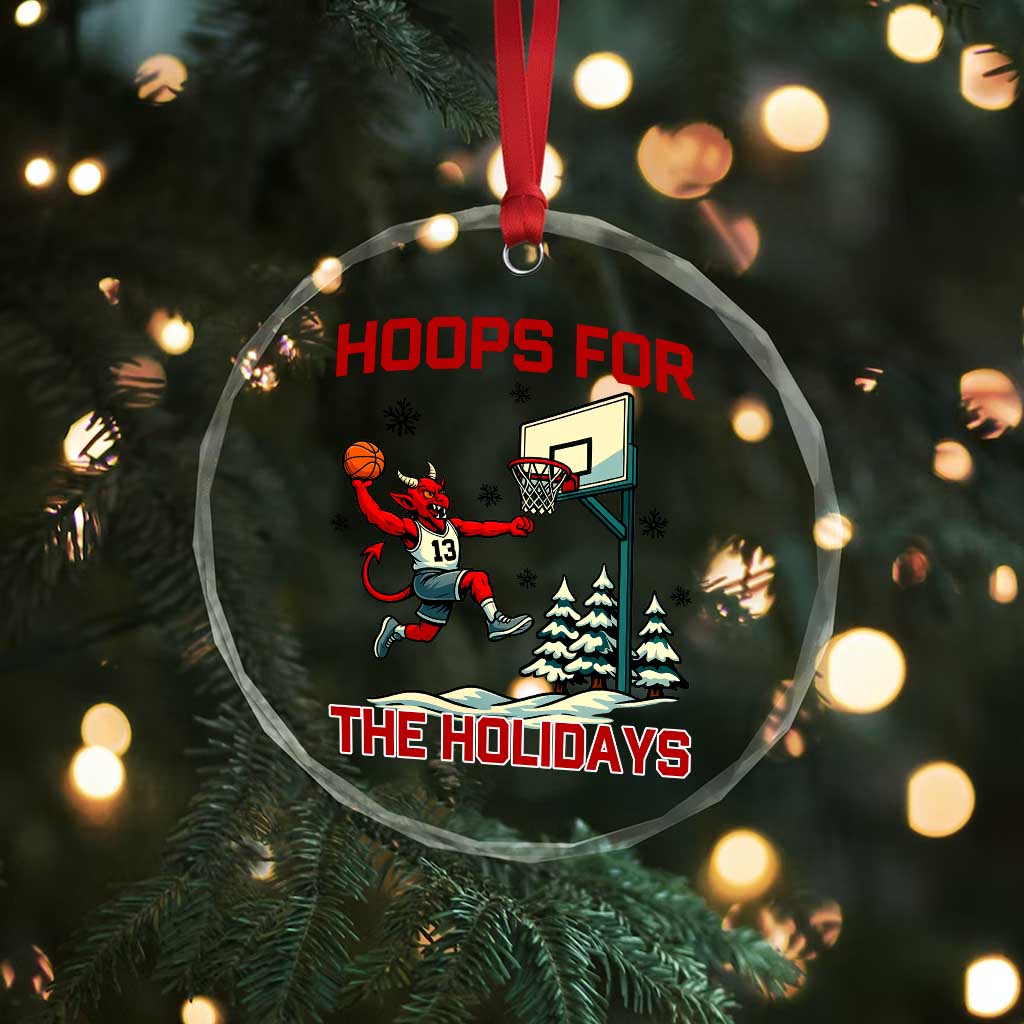 Funny Christmas Basketball Jersey Devil Crystal Glass Ornament Hoops For The Holidays TS12 Print Your Wear