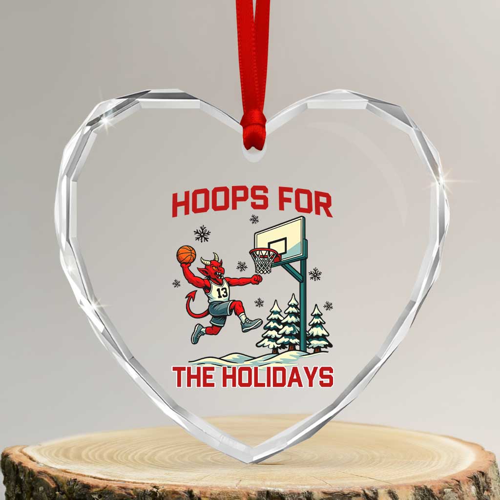 Funny Christmas Basketball Jersey Devil Heart Crystal Glass Ornament Hoops For The Holidays TS12 Transparent Glass 3'' Heart Print Your Wear
