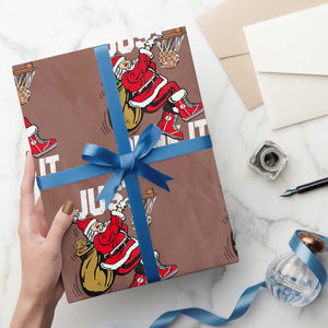Funny Christmas Basketball Wrapping Paper Roll Just Dunk It Xmas Santa Sport TS11 Mocha Print Your Wear