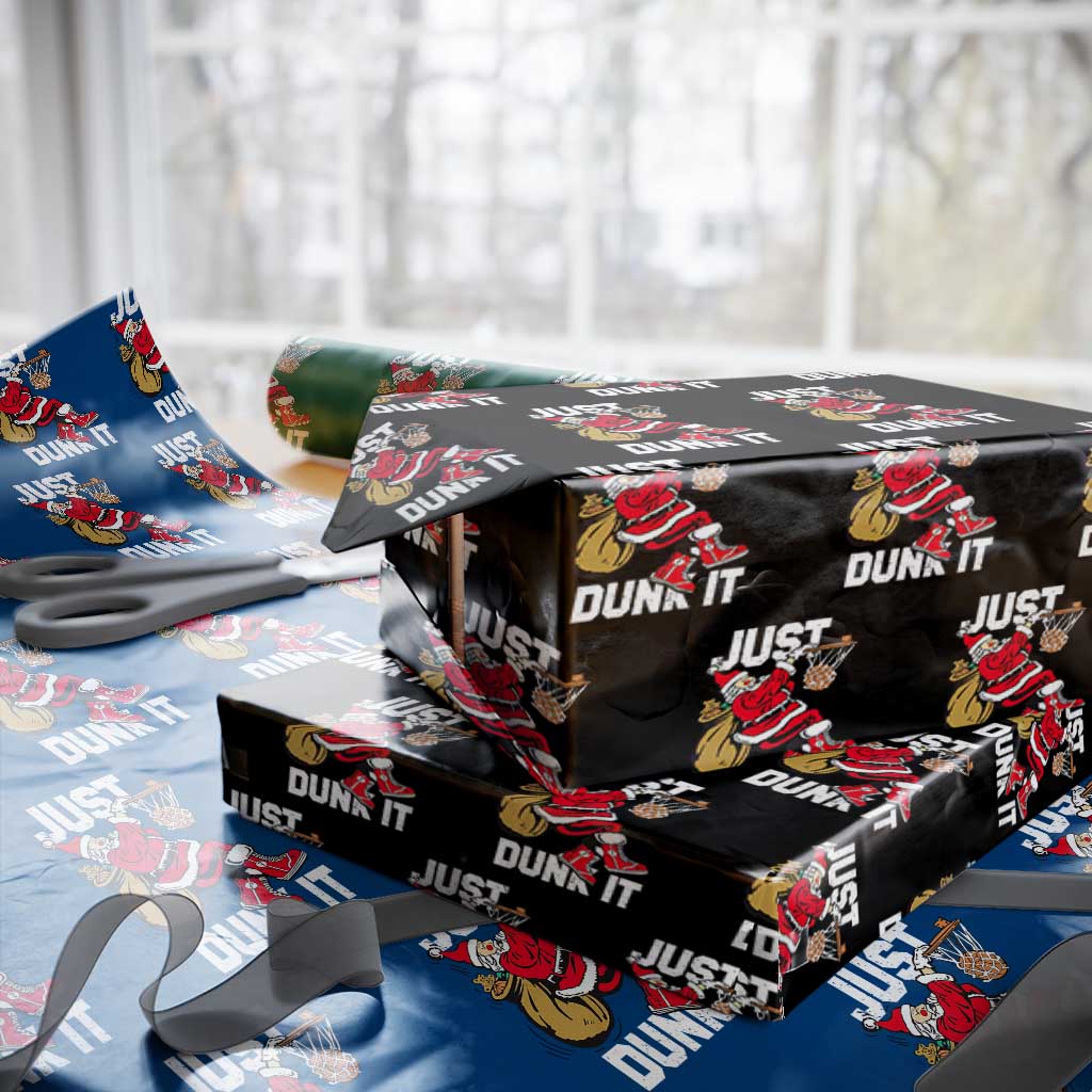 Funny Christmas Basketball Wrapping Paper Roll Just Dunk It Xmas Santa Sport TS11 Black Print Your Wear