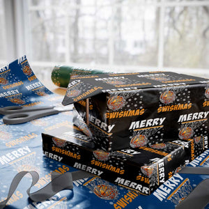 Funny Christmas Basketball Wrapping Paper Roll Merry Swishmas Xmas Swish Technique TS11 Black Print Your Wear