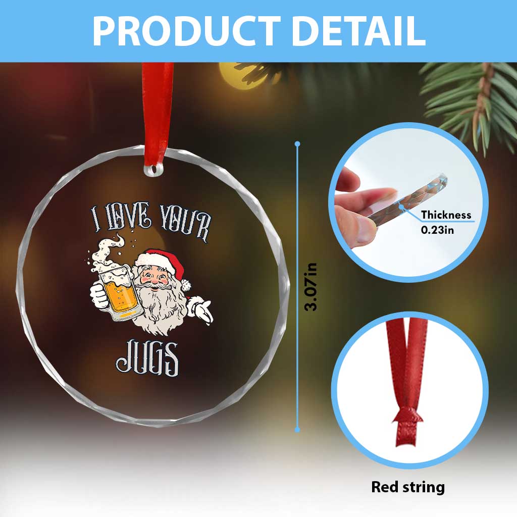 Funny Christmas Beers Couple Crystal Glass Ornament I Love Your Jugs Santa Beers Drinker TS11 Print Your Wear