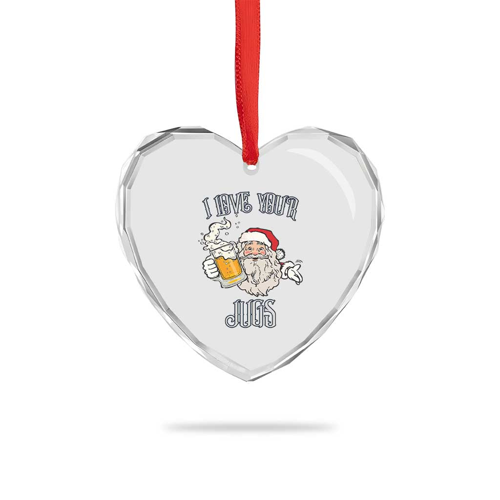 Funny Christmas Beers Couple Heart Crystal Glass Ornament I Love Your Jugs Santa Beers Drinker TS11 Print Your Wear