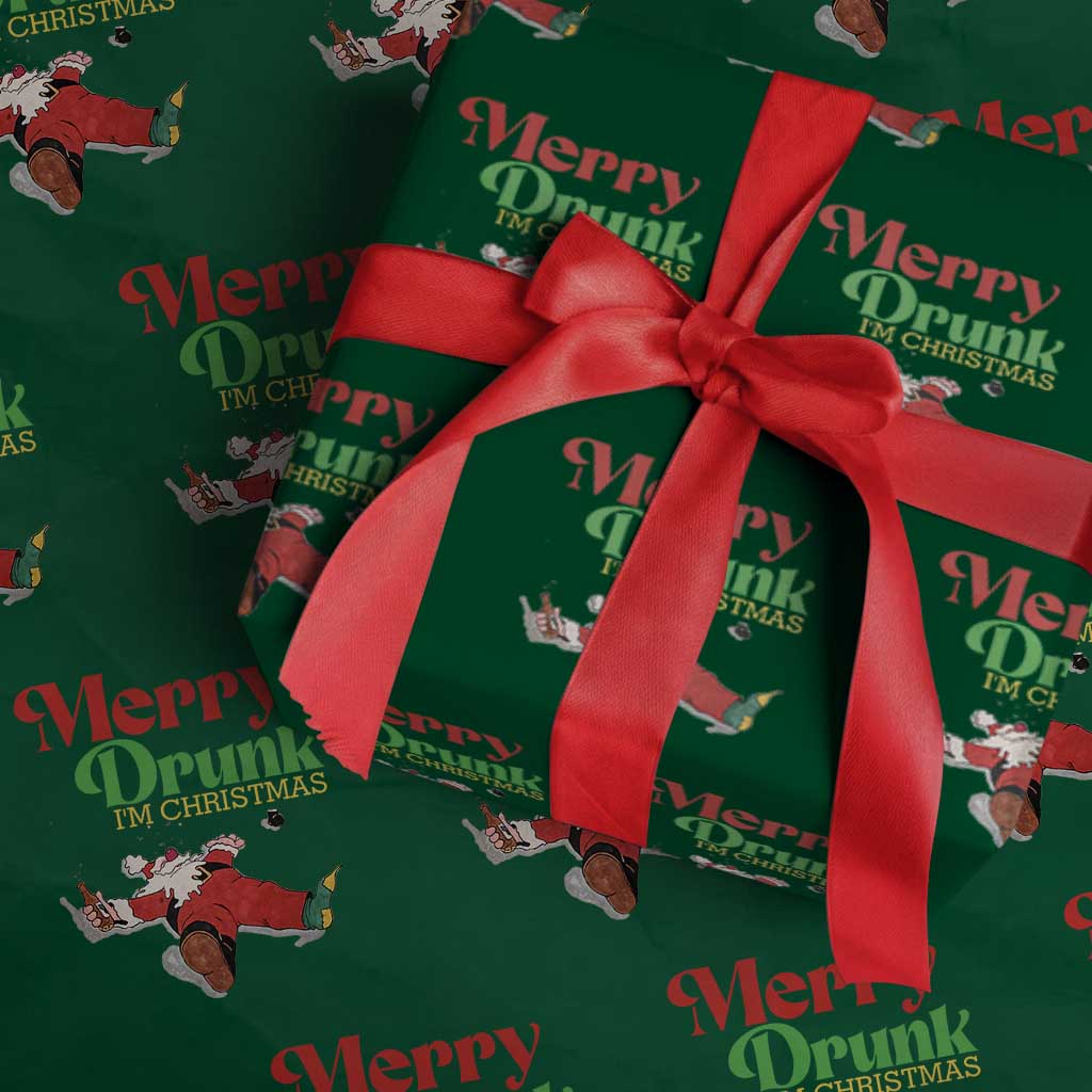 Funny Christmas Beers Wrapping Paper Roll Merry Drunk I'm Christmas Santa TS11 Green Print Your Wear