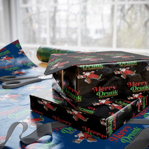Funny Christmas Beers Wrapping Paper Roll Merry Drunk I'm Christmas Santa TS11 Black Print Your Wear