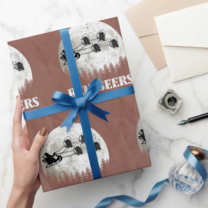 Funny Christmas Beers Wrapping Paper Roll Reinbeers Santa Sleigh Moon TS11 Mocha Print Your Wear