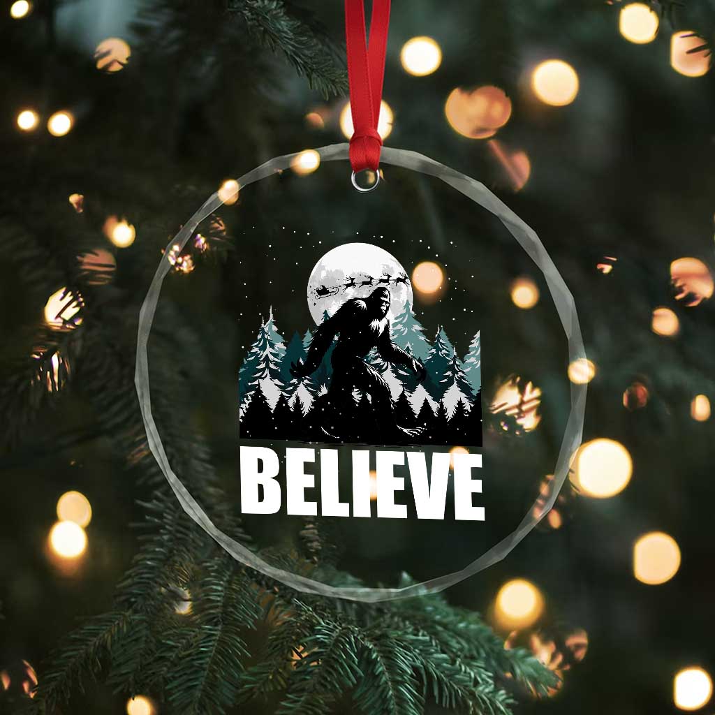 Funny Christmas Bigfoot Crystal Glass Ornament Believe Santa Sasquatch Snow TS11 Print Your Wear