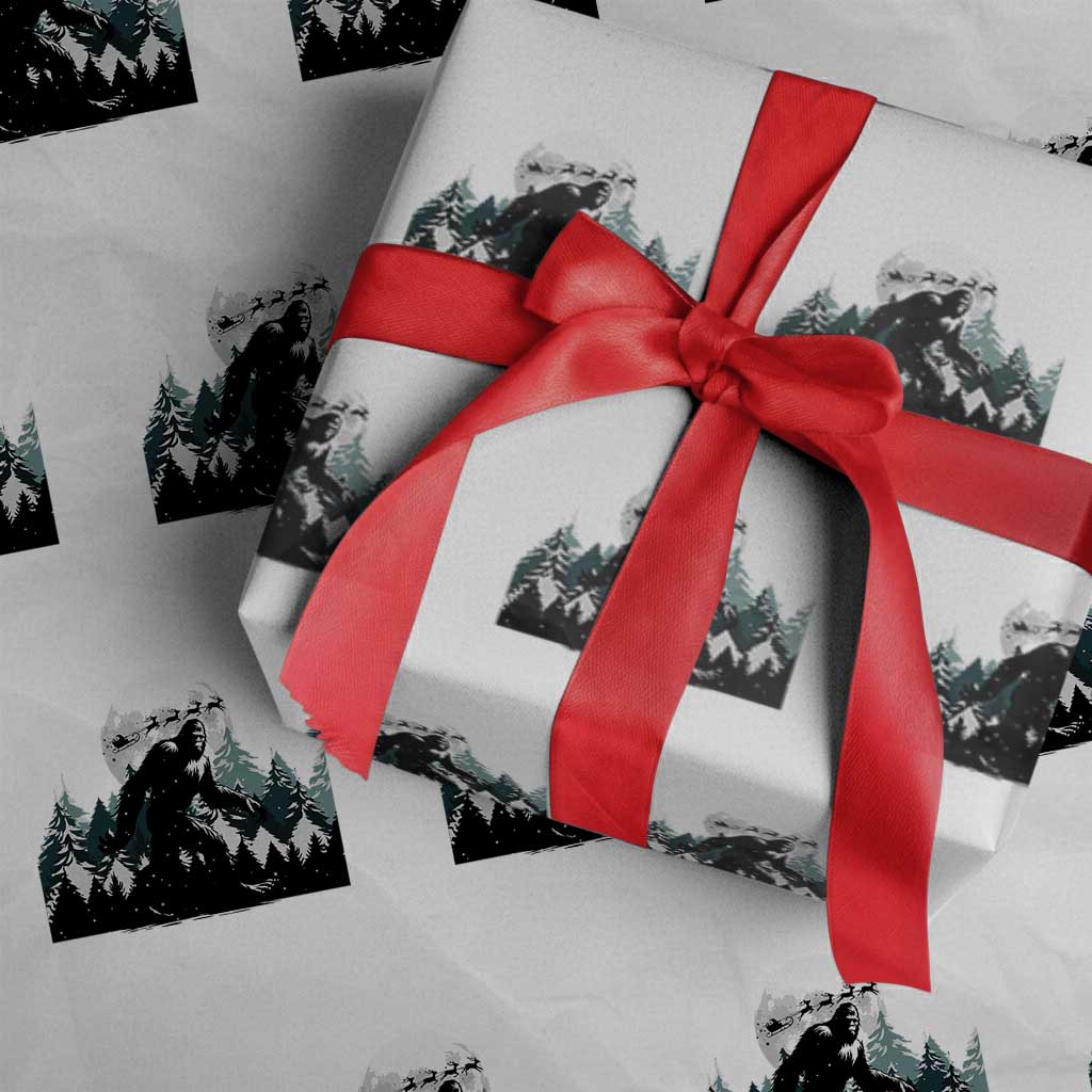 Funny Christmas Bigfoot Wrapping Paper Roll Believe Santa Sasquatch Snow TS11 White Print Your Wear