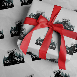 Funny Christmas Bigfoot Wrapping Paper Roll Believe Santa Sasquatch Snow TS11 White Print Your Wear