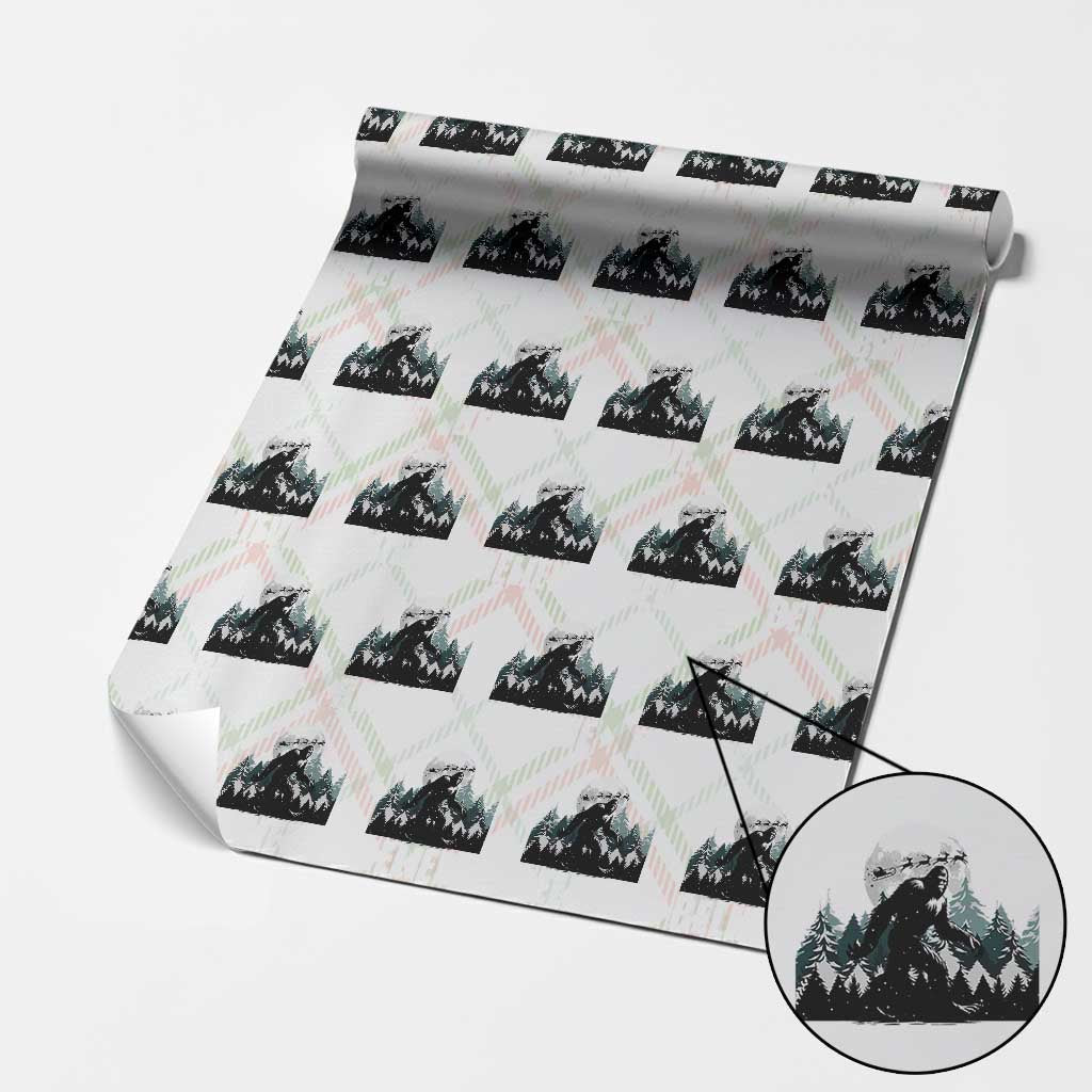 Funny Christmas Bigfoot Wrapping Paper Roll Believe Santa Sasquatch Snow TS11 Christmas Plaid Print Your Wear