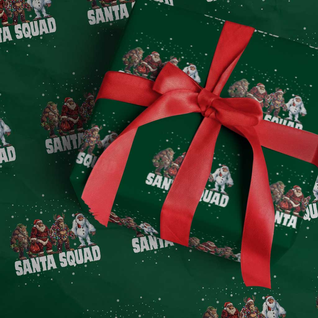 Funny Christmas Bigfoot Wrapping Paper Roll Santa Squad Sasquatch Cosplay Elf Santa Snowman TS11 Green Print Your Wear