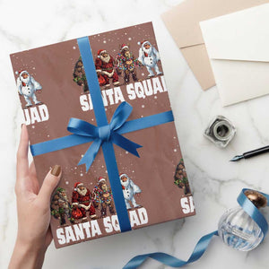Funny Christmas Bigfoot Wrapping Paper Roll Santa Squad Sasquatch Cosplay Elf Santa Snowman TS11 Mocha Print Your Wear