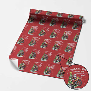 Funny Christmas Biker Wrapping Paper Roll Braaaaping Around The Christmas Tree Dirt Bike Santa TS11 Red Print Your Wear