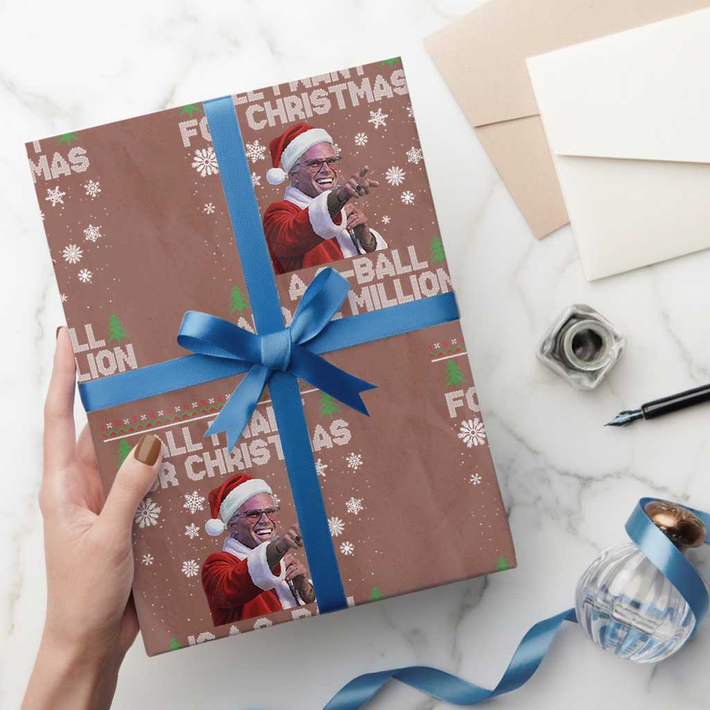 Funny Christmas Billy Meme Wrapping Paper Roll A 8 Ball and 2 Million Dollars Baby Uncle in Santa Suit TS02 Mocha Print Your Wear
