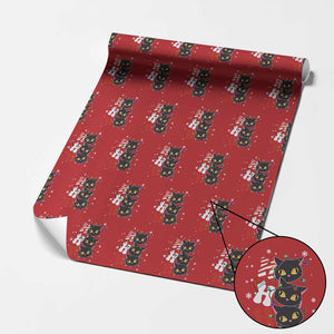 Funny Christmas Black Cat Triple Ho Wrapping Paper Roll TS11 Red Print Your Wear