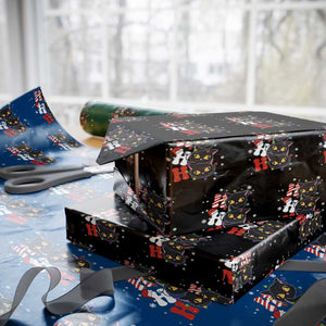 Funny Christmas Black Cat Triple Ho Wrapping Paper Roll TS11 Black Print Your Wear