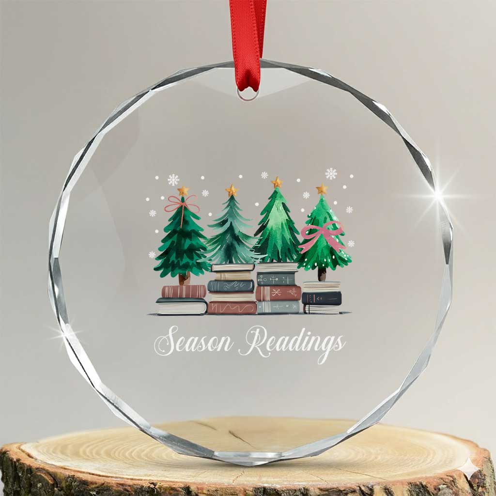 Funny Christmas Book Crystal Glass Ornament Season Readings Xmas Tree Bookworm Teacher Librarian TS11 Transparent Glass 3'' Circle Print Your Wear
