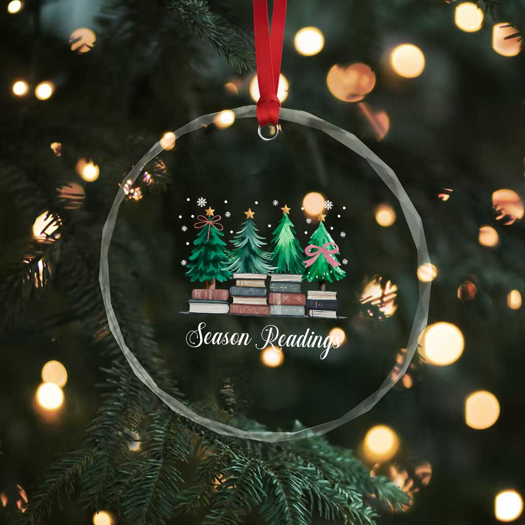 Funny Christmas Book Crystal Glass Ornament Season Readings Xmas Tree Bookworm Teacher Librarian TS11 Print Your Wear