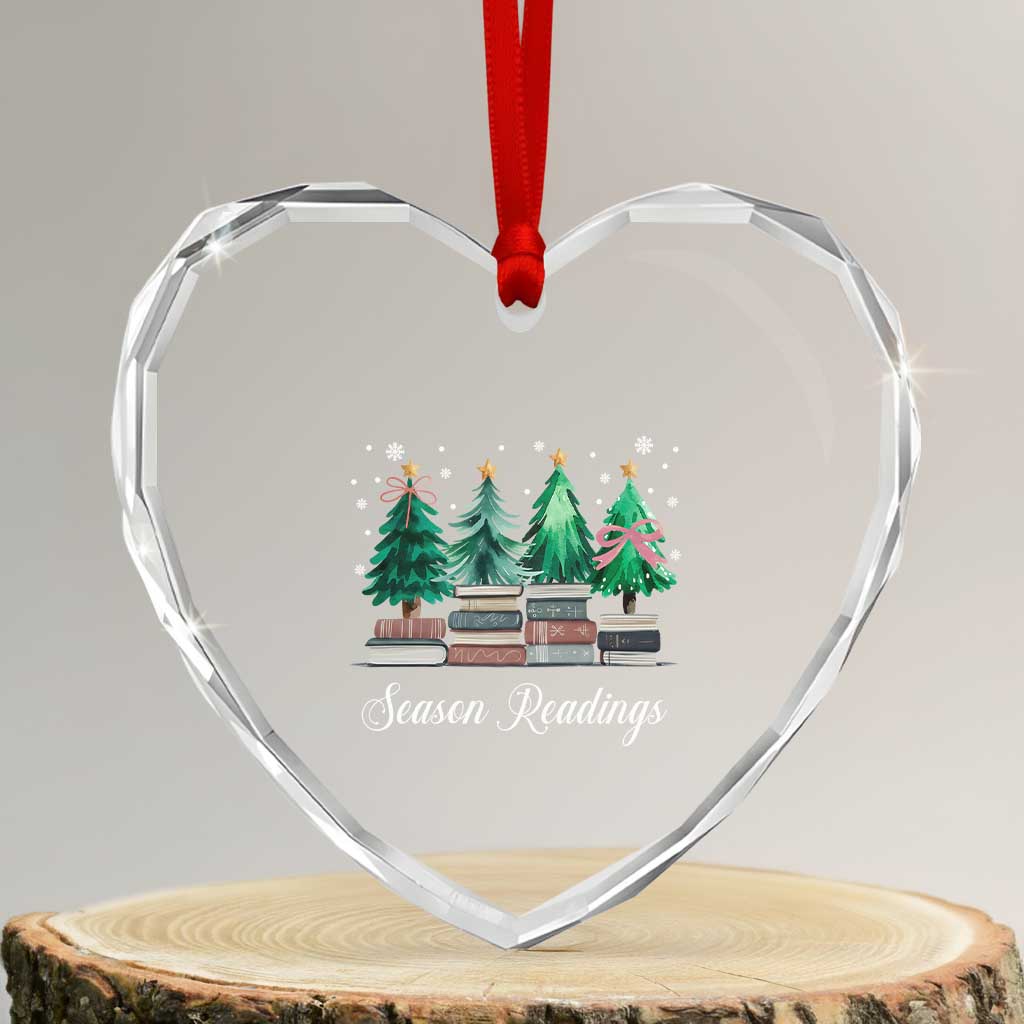 Funny Christmas Book Heart Crystal Glass Ornament Season Readings Xmas Tree Bookworm Teacher Librarian TS11 Transparent Glass 3'' Heart Print Your Wear