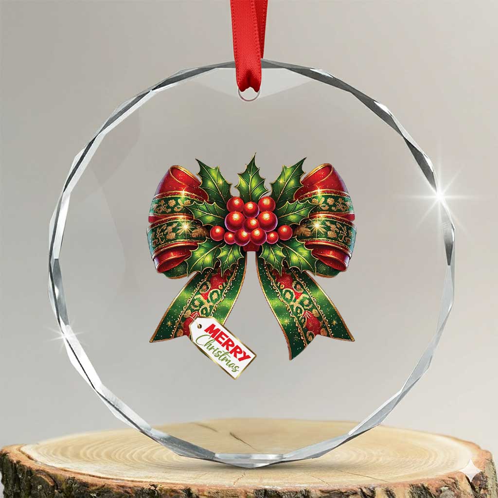 Funny Christmas Bow Present Costume Crystal Glass Ornament TS09 Transparent Glass 3'' Circle Print Your Wear