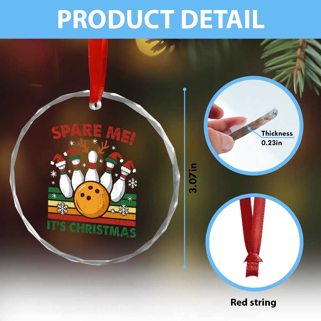 Funny Christmas Bowling Crystal Glass Ornament Spare Me Its Xmas Festive Holiday TS11 Print Your Wear