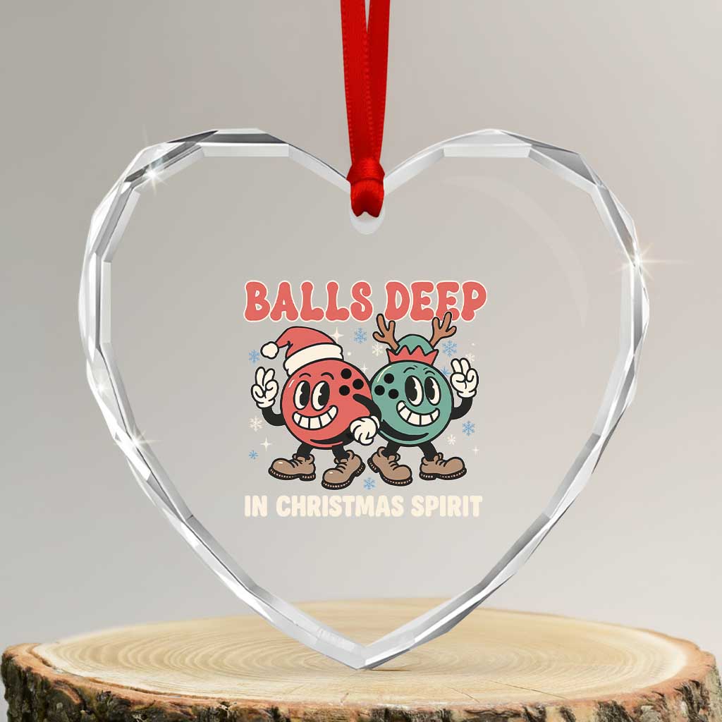 Funny Christmas Bowling Heart Crystal Glass Ornament Balls Deep In Christmas Spirit TS11 Transparent Glass 3'' Heart Print Your Wear