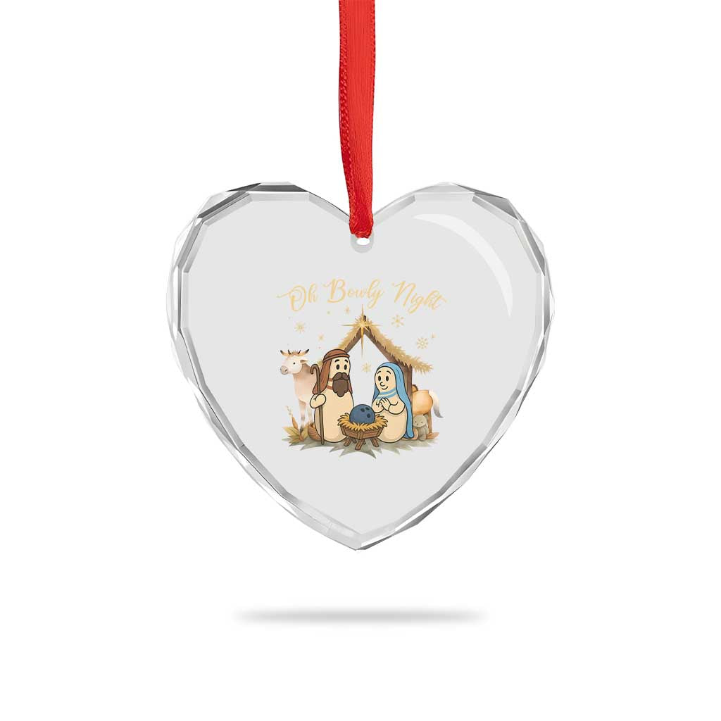 Funny Christmas Bowling Heart Crystal Glass Ornament Oh Bowly Night Nativity Scene Bowling Pins TS11 Print Your Wear