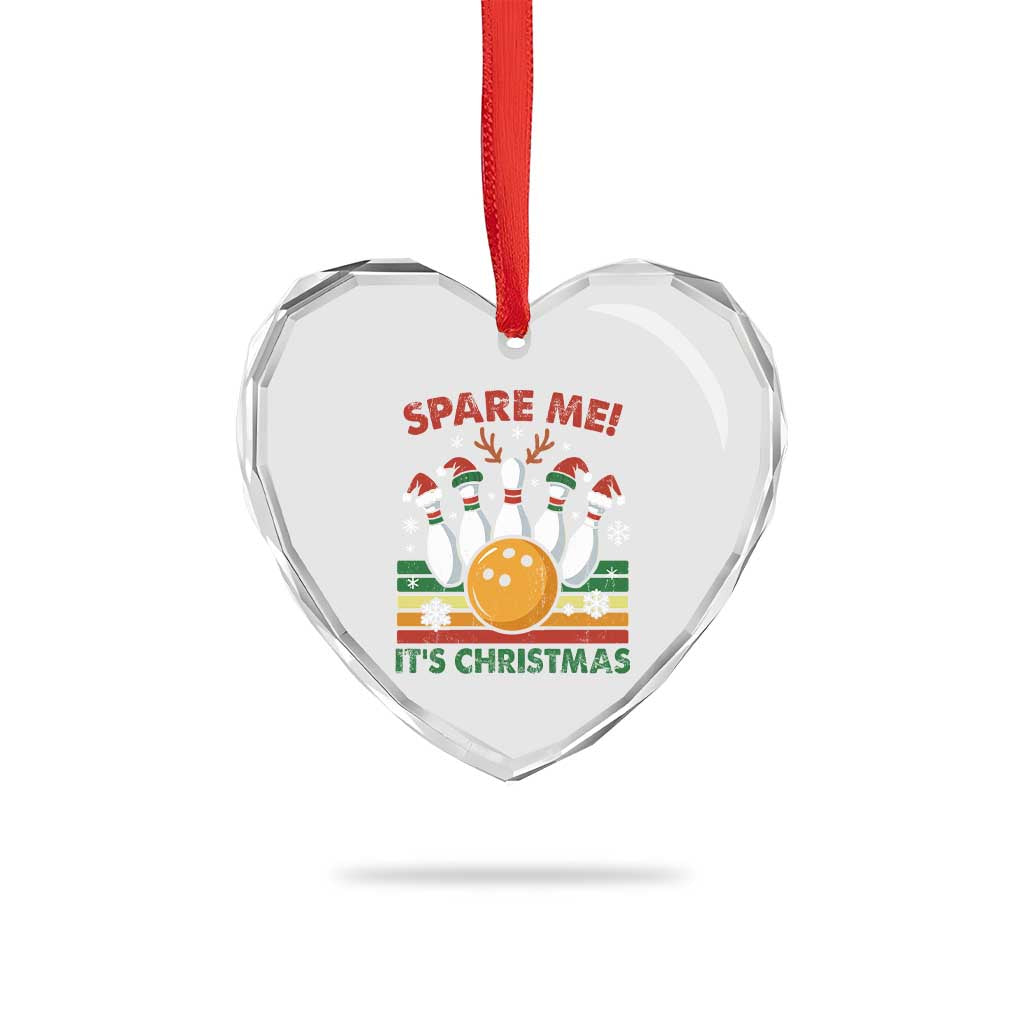 Funny Christmas Bowling Heart Crystal Glass Ornament Spare Me Its Xmas Festive Holiday TS11 Print Your Wear