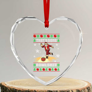 Funny Christmas Bowling Heart Crystal Glass Ornament Thats Some Bowlshit Xmas Bowler Santa TS11 Transparent Glass 3'' Heart Print Your Wear